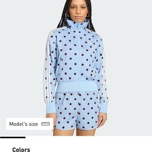 adidas Originals Light Blue Track Jacket with Burgundy Polka Dots